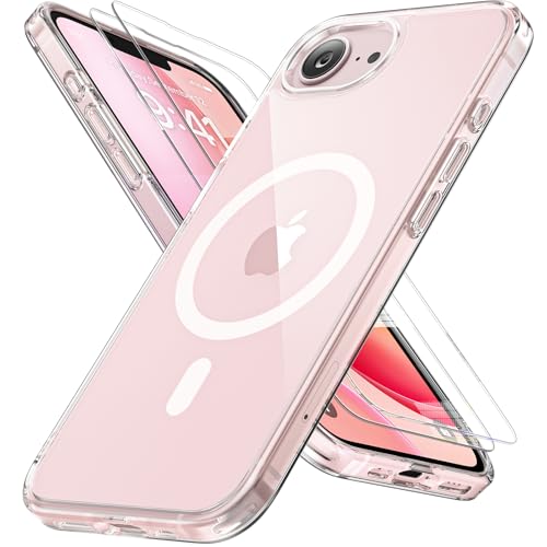 Image of Miracase for iPhone 16e case & iPhone 17e Case for MagSafe [with 2x9H+ Screen Protectors] TOP Military-Grade Protection Shockproof with Velvet Touch for iPhone 16e /17e Phone Case 6.1 inch, Clear