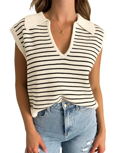 Yousify Summer Sweaters for Women 2025 V Neck Cap Sleeve Tops Sleeveless Spring Clothes Sweater Vest S-2XL