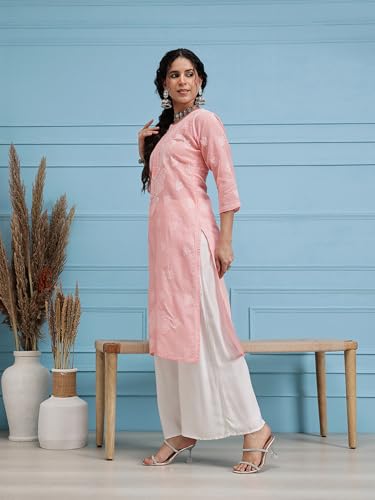 Image of Ada Hand Embroidered Lucknowi Chikankari Cotton Kurta for Women A133488