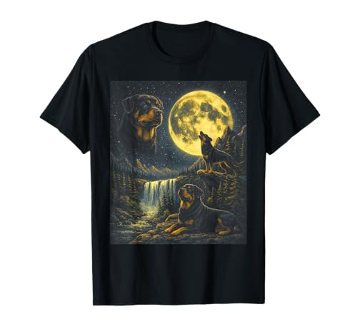 Rottweiler Howling at The Moon Funny Dog Cursed Meme T-Shirt