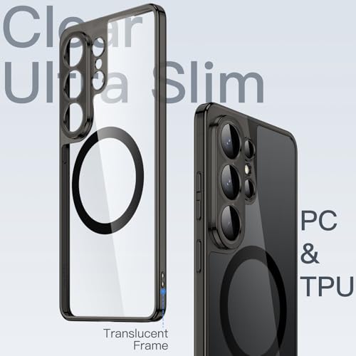 Image of JETech Magnetic Slim Cover Case for Samsung Galaxy S26 Ultra, Compatible with MagSafe, Camera Lens Full Protection, Ultra-Thin Lightweight Clear Minimalist Protective Phone Cover (Black)