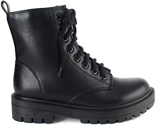 Soda Women Combat Army Military Motorcycle Riding Platform Boots Side Zipper Firm-S