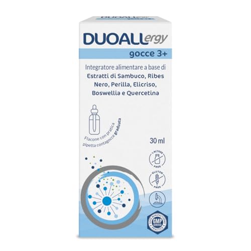 GPP | DUOALLERGY® GOCCE 3+, Integratore Alimentare Bambini 3+, Sambuco, Ribes Nero, Perilla, Elicriso, Boswellia, Quercetina, Supporta la Prevenzione e il Trattamento delle Allergie-Flacone 30ml