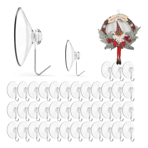 SLshiBo Lot de 40 crochets à ventouse transparents, 40 mm, crochets muraux avec ventouse d'aspiration, petites ventouses avec crochet pour verre transparent pour verre et carreaux