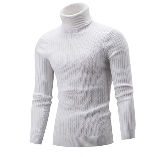 2 Pack Men's Turtleneck Sweaters Long Sleeve Cable Knitted Pullover Sweater Slim Fit Lightweight Thermal Knit Tops4