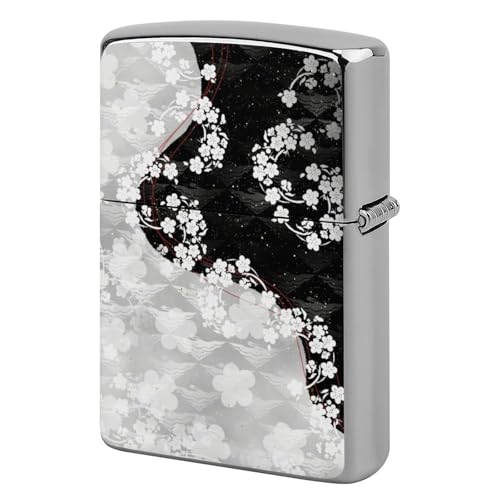 ライターケース ZIPPO/ジッポー兼用ケース 和柄 舞桜 白黒 ジッポライターカバー 互換性のある 軽量 おしゃれ 両面プリント メンズ レディース 贈り物