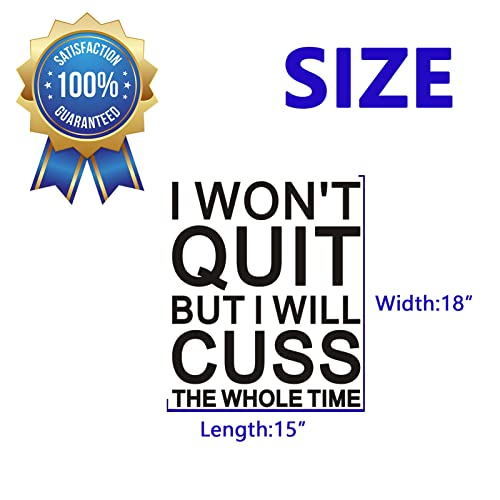 Vodoe I Won't Quit But I Will Cuss The Whole Time Wall Stickers Inspirational Office Gym Wall Decals Motivational Quotes School Classroom Wall Art Decals Vinyl Exercise Sports Positive Fitness Garage Wall Decor 18"X15" #TOP3