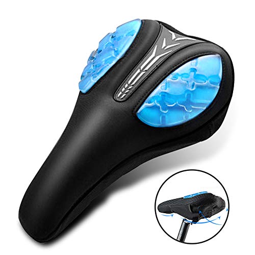 DryMartine - Funda de gel para sillín de bicicleta, antideslizante, transpirable, apto para asiento de bicicleta de montaña y bicicleta de carretera, negro