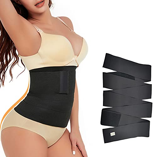 Waist Trimmer for Women & Men, Adjustable Waist Trainer Belt, Women Slimming Tummy Wrap Belt, Wrap Waist Trainer Tape, Sport Workout Body Shaper Belt(3M 10FT) Black