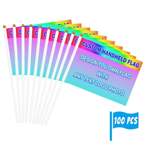 Drapeaux double face personnalisables 14x21cm avec mâts individuels