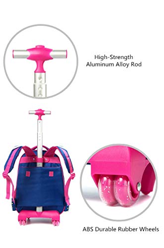 Htgroce Girls Rolling Backpack With Wheels,Trolley School Bag Waterproof Travel Luggage For Kids Girls And Students,Unicorn #TOP3
