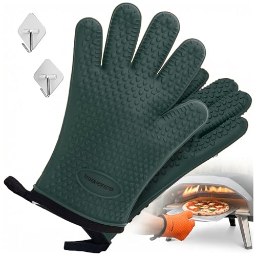 KITCHEN PERFECTION Silicone Pizza Oven Gloves -Extreme Heat Resistant Gloves for Outdoor & Indoor Pizza Ovens -Waterproof Oven Mitts Compatible with Ooni, Ninja, Gozney & More|Superior Set+3 Bonuses by Kitchen perfection - Used condition - US$26.49