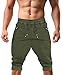 KEFITEVD 3/4 Shorts Herren Baumwolle Slim Fit Dreiviertel Hose Sommer Kurz Jogger Hose Leicht Laufhose Casual Relaxhose Männer Armee Grün 36