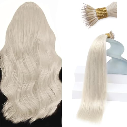 Sunny Hair Nano Bead Hair Extensions Human Hair Blonde Nano Extensions Human Hair 24inch Nano Ring Hair Extensions Long Straight Hair 50g