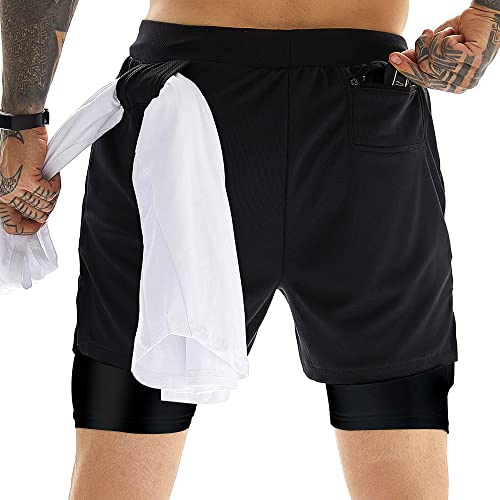 OEBLD Mens Athletic Shorts 2-in-1 Gym Workout Running 7'' Shorts with Towel Loop2