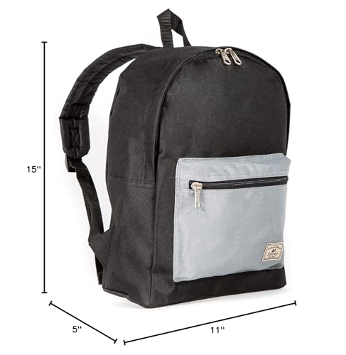 Everest Basic Color Block Backpack, Black/Gray, One Size3