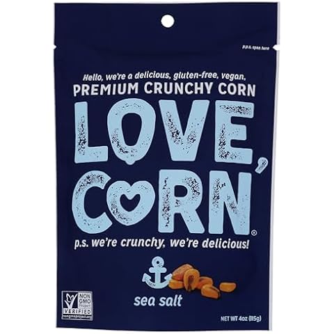LOVE CORN Sea Salt 4oz x 1 bag - Delicious Crunchy Corn - Healthy Family Snacks - Gluten Free, Kosher, NON-GMO - Alternative for Chips, Nuts, Crackers & Pretzels - Perfect for Charcuterie Boards Cover