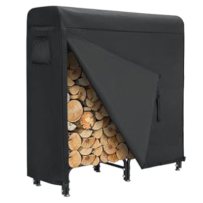 HYPATA 4 FT Firewood Rack Outdoor with Cover, Wood Racks Outdoor for Firewood, Outdoor Firewood Rack w/600d Fabric Waterproof Cover, 350 LBS Weight Capacity, Outdoor Indoor Use