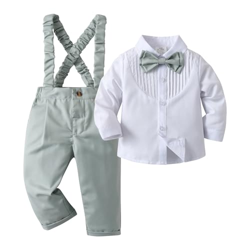 Image of Baby Boys Pants Sets, Infant Long Sleeve Shirt + Pants + Bow Tie + Suspenders,Toddler Gentleman Outfits
