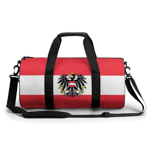 IRUOYA Austrian Coat of Arms Eagle Flag Gym Duffel Bag 23L Military Tactical Duffel Storage Bags Fitness Tote Personal Item Bag For Workout Travel Sport