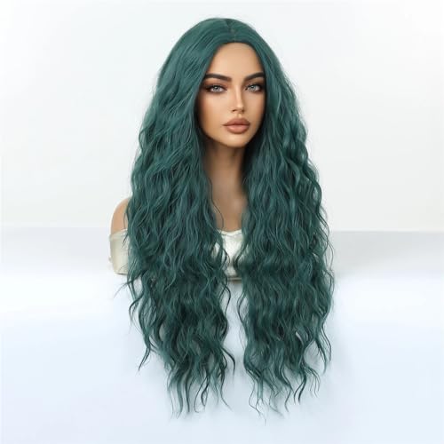 Pelucas verdes de parte media con rizos densos y textura suave de aspecto natural 4