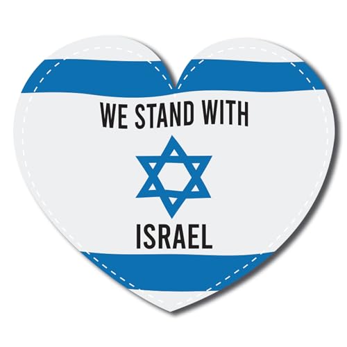 Image of Magnet Me Up We Stand with Israel, Israeli Support Flag Heart Magnet Decal, 5x4 Inches, Heavy Duty Automotive Magnet for Car Truck SUV Or Any Magnetic Surface