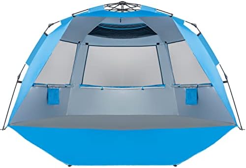 Tiddan Silver Coated Easy Up Tent for Beach, Instant Beach Tent , Beach Sun Shelter Beach Tent for 4-5 People, Beach Shade Tent, Sun Tent for Beach, Portable Beach Tent, UPF 50+ Waterproof Shade Tent