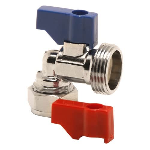 UKDD® Washing Machine Valve Elbow 90* Bend Appliance Valve with Handle 15mm x 3/4" BSP for Hot & Cold