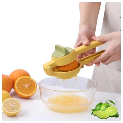 Espremedor de Frutas Limão Laranja Manual Portátil para Sucos Cítricos com Maçaneta Giratória - Amarelo