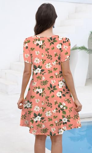 Image of COSSEN Women's Summer Casual Tshirt Dress Crew Neck Short Sleeve with Pockets Flowy Loose Sundress