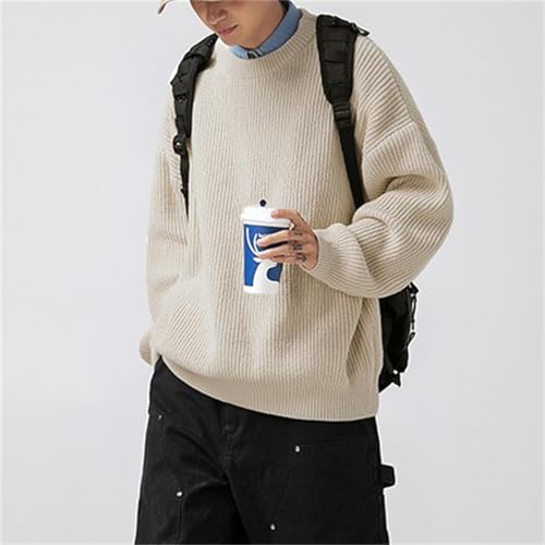 Men's Sweater Crewneck Knit Sweaters Loose Casual Waffle Pullover4