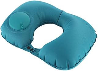 ROWAG Protable Soft U-Shape Travel Neck Pillow for Car Airplane Inflatable (Blue)