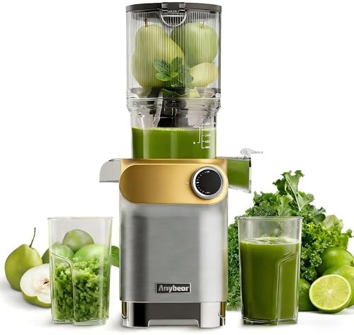 Extractor de Jugo Anybear, 200W Slow Juicer Masticador Lento, Tol...