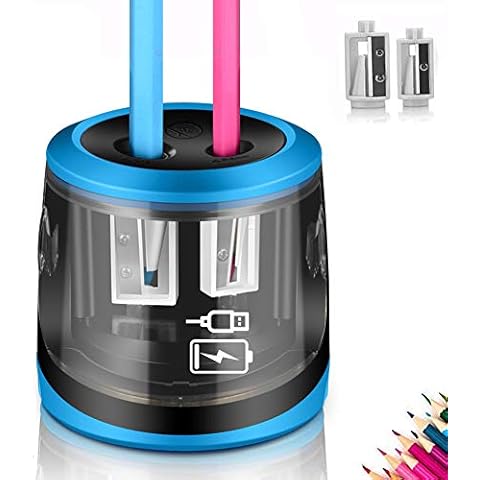 Electric Pencil Sharpeners, USB and Battery Mains Power, ARPDJK 2 Hole Heavy Duty Electronic Automatic Desktop Pencil Sharpener With Big Container for Kids Artist, Home Classroom and Office Cover