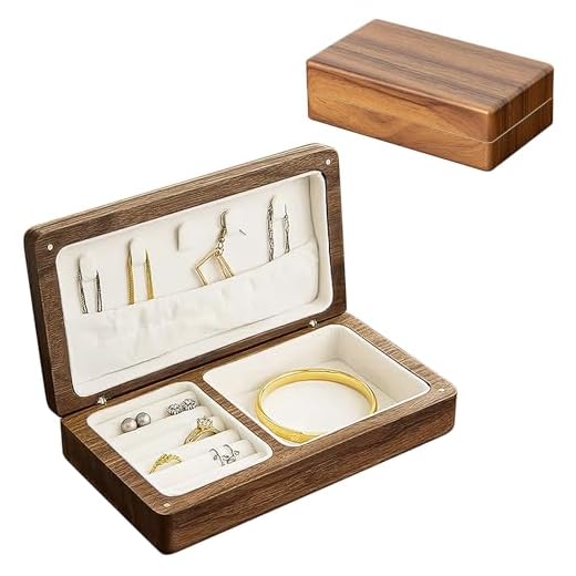 Schmuckkästchen Holz, Schmuckschatulle Aus Samt Mit Deckel, Schmuckkasten Holz Klein, Jewelry Organizer, Schmuckbox Schmuckkoffer, Schmuckkästchen Reise Vintage Für Damen (Schwarze Walnuss)