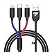 Produktbild Multi USB Kabel, 3 in 1 Universal ladekabel Nylon Mehrfach Schnellladekabel iPhone Micro USB Typ C Ladekabel für Samsung Galaxy S10 S9 S8 S7 A5 J5, iPhone 12 11, Huawei P30 P20, Sony, PS4, Kindle-1.2M
