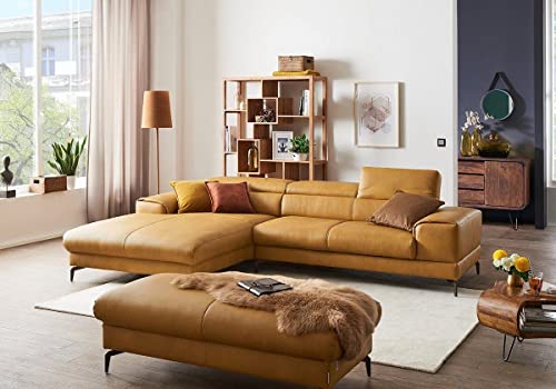 Fabrique Hembrella 6-Seater L-Shape Suede Fabric Sofa Set With Ottoman (Rhs) | Modern, Luxurious, And Comfortable Furniture For Home Office, Guests, And Living Room | Desert Brown, 6 Seater