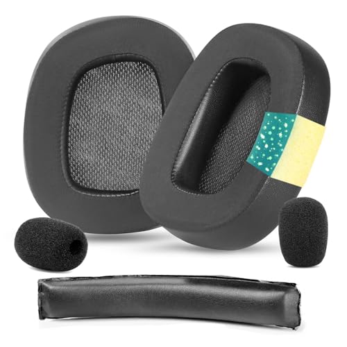 TaiZiChangQin Nauszniki, opaska na głowę, wymienne nauszniki, poduszka kompatybilna z Logitech G930 G930s G430 G432, żel chłodzący, zestaw pianki mikrofonowej