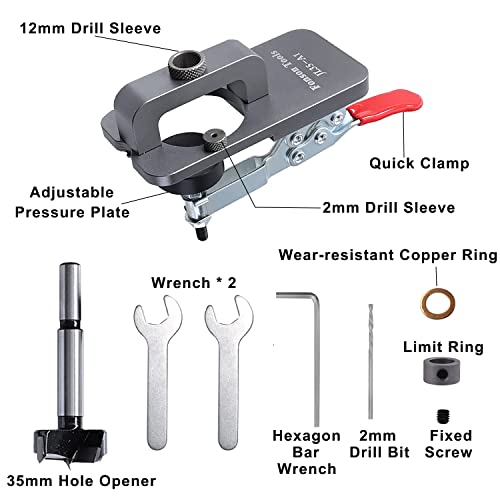 Umelee 35mm Scharnierlehre, Türschrank-Scharnierlehre, verdeckte Scharnierlehre, Bohrlochstanze Genaue Verriegelung Holzbearbeitung Dübellehre Bohrerführung Locator für DIY Holzbearbeitung
