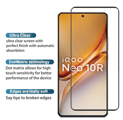 Image of FabeKee Tempered Glass Screen Protector Compatible For Black Cellphone With Edge To Edge Coverage And Easy Installation Kit (Transparent, iQOO Neo 10R 5G)