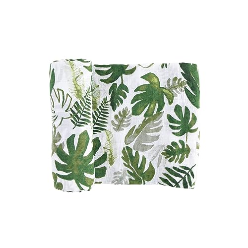 Image of Little Unicorn Premium Cotton Swaddle Baby Blanket | Breathable Fabric | for swaddling, Play, Nursing & More (Tropical Leaf)