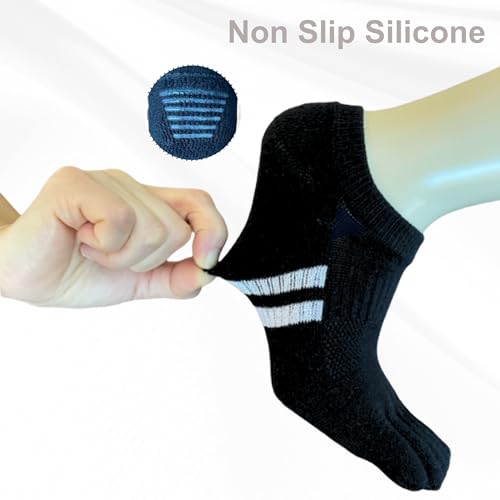 Image of soxsense Cushion No Show Toe Socks For Women Five Finger Socks Low Cut Athletic Running Socks 4 Pairs