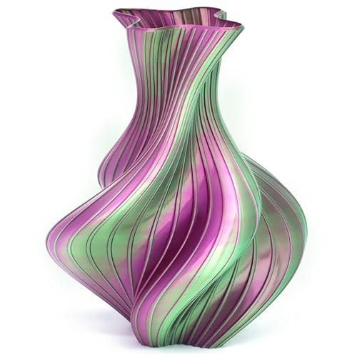 Image of Silk Dual Color Fuchsia Green PLA 1.75mm 1kg Shiny 3D Printer Filament FDM | Silk finish Bi color Fuchsia Green Coextrusion Shiny Smooth transition Neatly wound 1kg spool 2.2lbs for Bambu Ender AMS