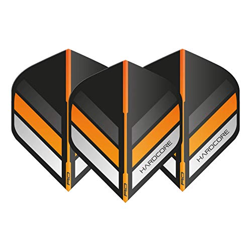 Red Dragon Hardcore Black & Orange Stripe Extra Thick Standard Dart Flights - 5 Sets Per Pack (15 Dart Flights In Total) #TOP2