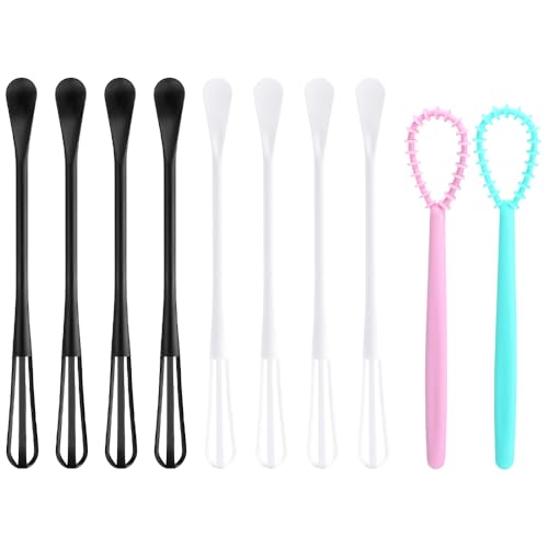 TRKETK 10 Piezas Batidores de Huevos Pequeños Mini Batidora 2 en 1 Cuchara Agitadora Mezclador Multifunción para Cocina para Cocinar Batir Mezclar Ingredientes Mezclar Salsas