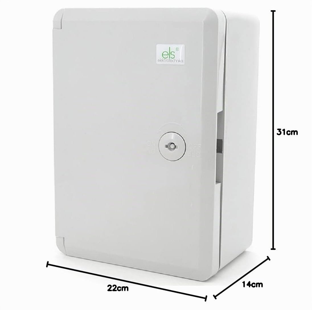 ELS Elektrotechnika Armario de distribución industrial IP65, placa de montaje galvanizada, con junta perimetral, carcasa de pared, carcasa vacía, plástico ABS, armario vacío, 220 x 310 x 140