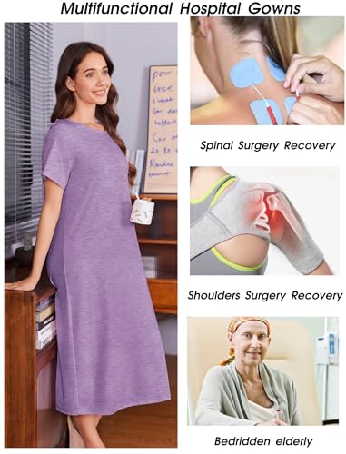 Deyeek Hospital Gowns for Women Labor Delivery Shoulder Surgery Dress Adaptive Clothing Night Robes for Elderly Plus Size4
