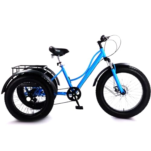 24インチ 電動三輪車 大人用 ファットタイヤ 大人用 耐荷重200kg 高齢者用 エクササイズ ショッピング スクーター PPソフトシート 快適な乗り心地 男性 女性用 ブルー