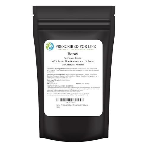 Prescribed for Life Borax Powder Household Laundry Booster Slime Activator & Multipurpose Cleaning Powder All Natural Sodium Borate Powder 1 lb