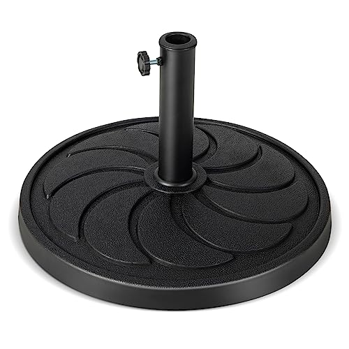 GOPLUS Pied de Parasol de Jardin Exterieur 38/48 mm, Support de Parasol Étanche en Résine avec Tube en Métal, Base de Parasol Lestée de 18KG, Socle de Parasol de Ø54 cm pour Plage, Balcon,Patio